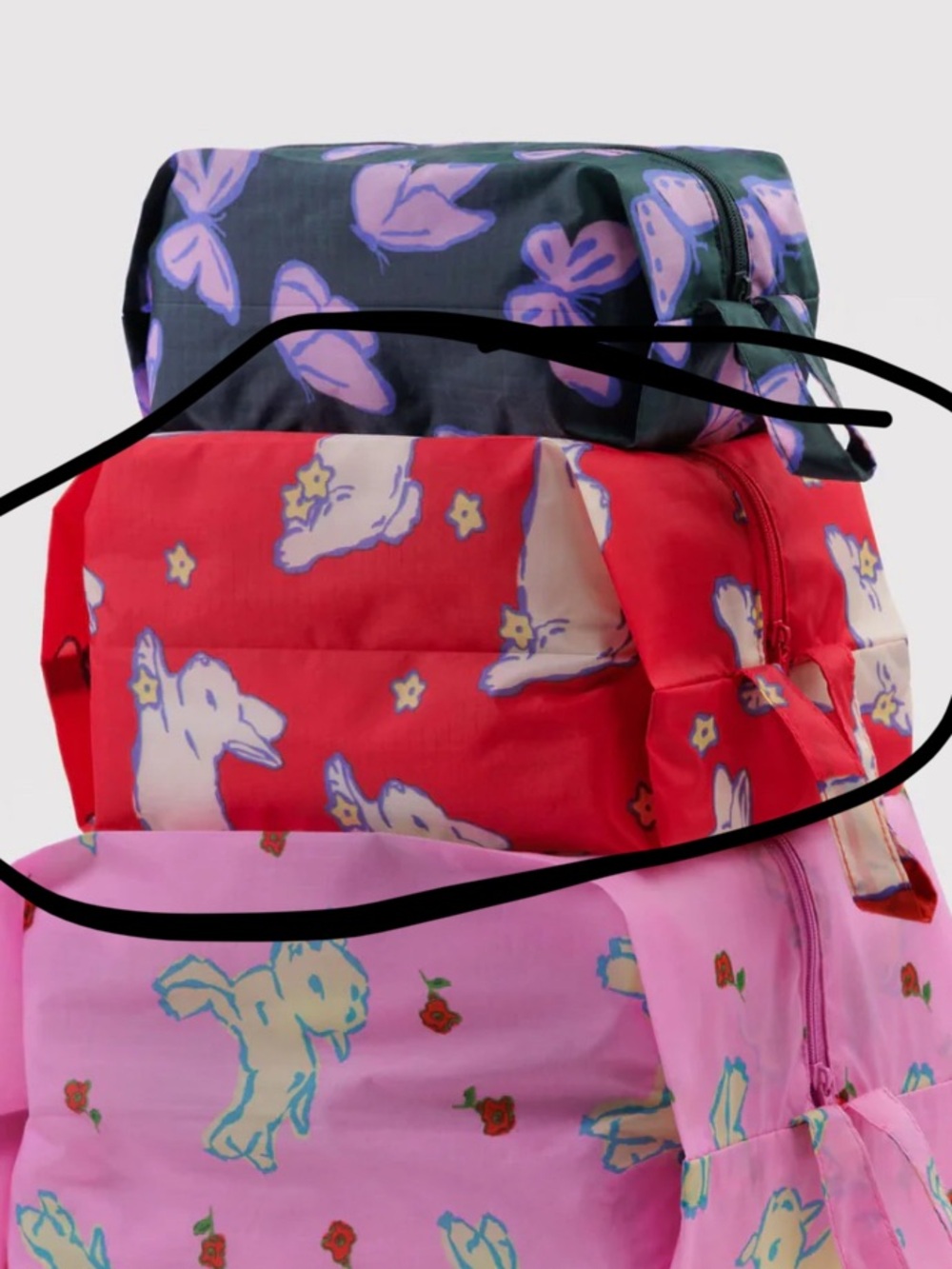 BAGGU 3D Zip Set - Spring Animals - MEDIUM ONLY - Bunnies